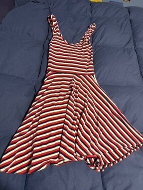 Urban Outfitters Red Navy White Striped Mini Dress